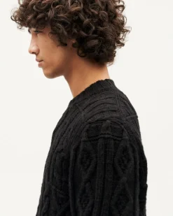 Pull uni texturé en laine mérinos certifiée | bleu gris 