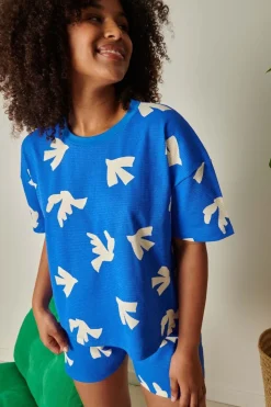 Pyjama gaufré en coton bio | bleu "colomba"