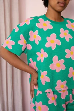 Pyjama gaufré en coton bio | multicolore 