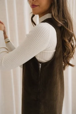 Robe chasuble velours en coton bio | chocolat 