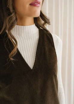 Robe chasuble velours en coton bio | chocolat 