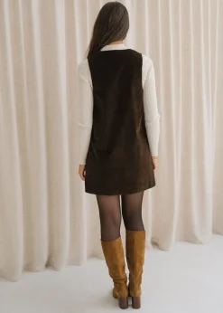 Robe chasuble velours en coton bio | chocolat 