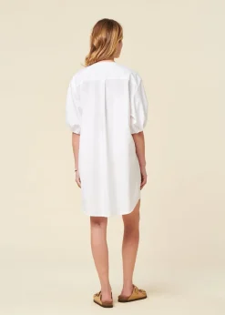 Robe chemise en coton bio | blanc "malala"