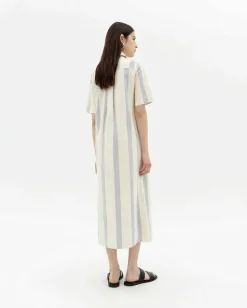 Robe chemise longue en coton biologique | "persian stripes gianna dress - ecru"