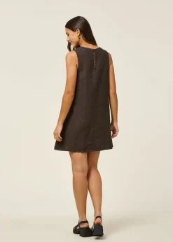 Robe courte en lin | marron "salvia - mud"