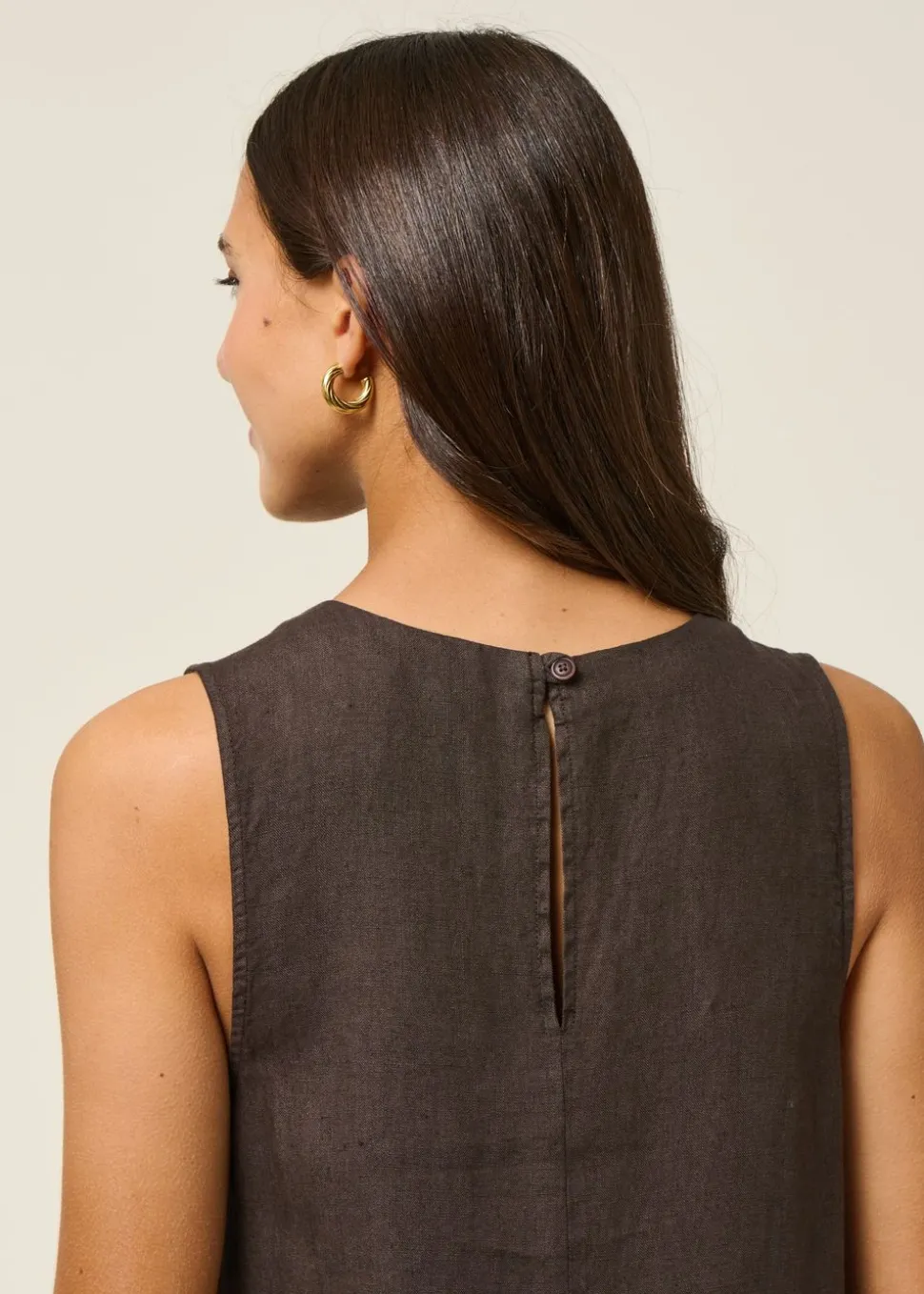 Robe courte en lin | marron "salvia - mud"