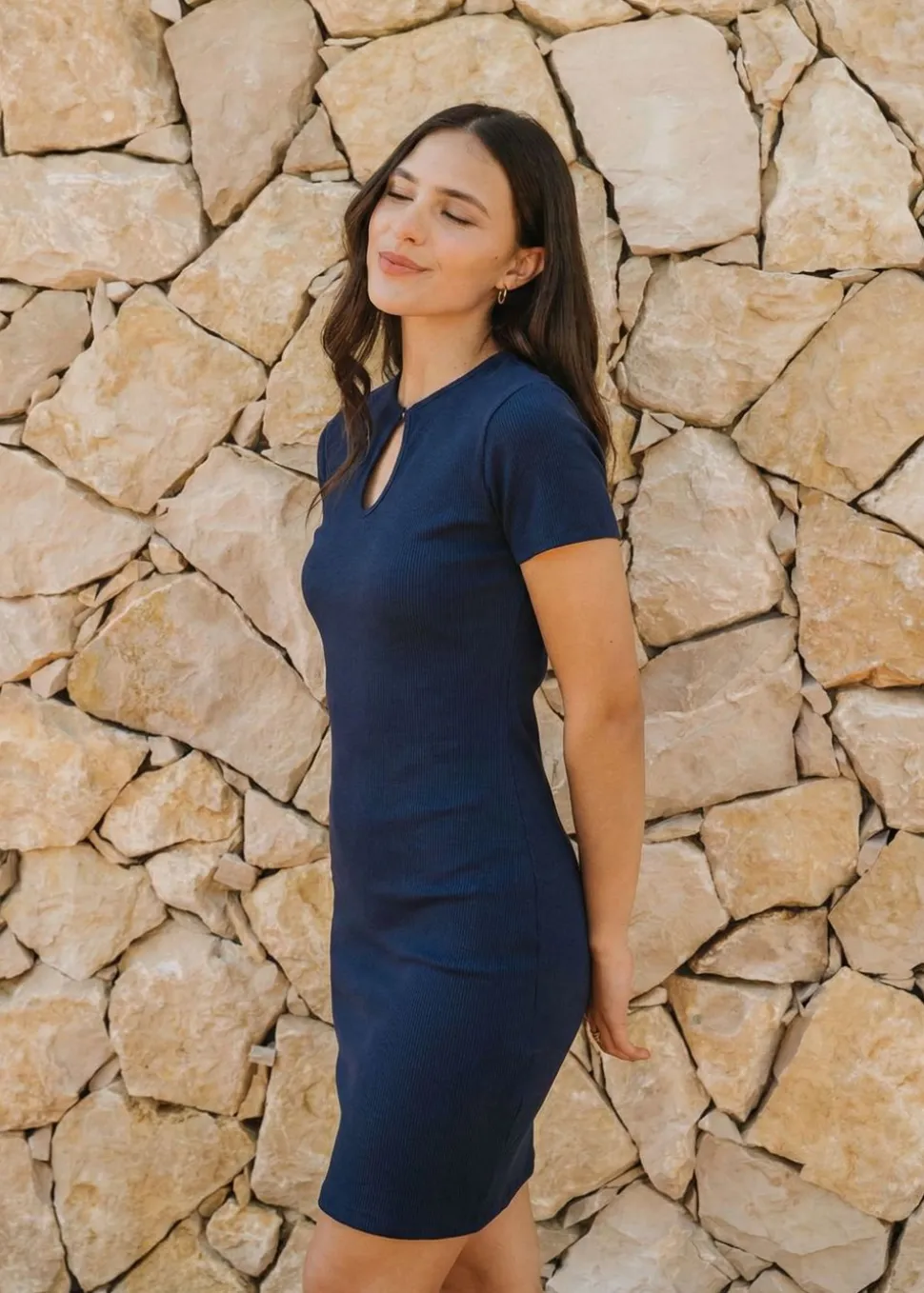 Robe courte goutte en coton bio "lilo" | marine