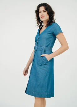 Robe denim en coton bio | bleu 