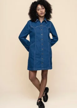 Robe denim en coton biologique | bleu "maj western denim dress - blue"