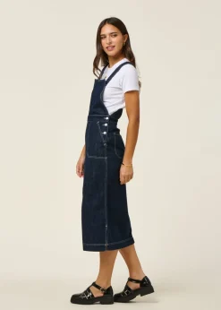 Robe denim en coton biologique | bleu "malwa workwear denim dress - dark blue"