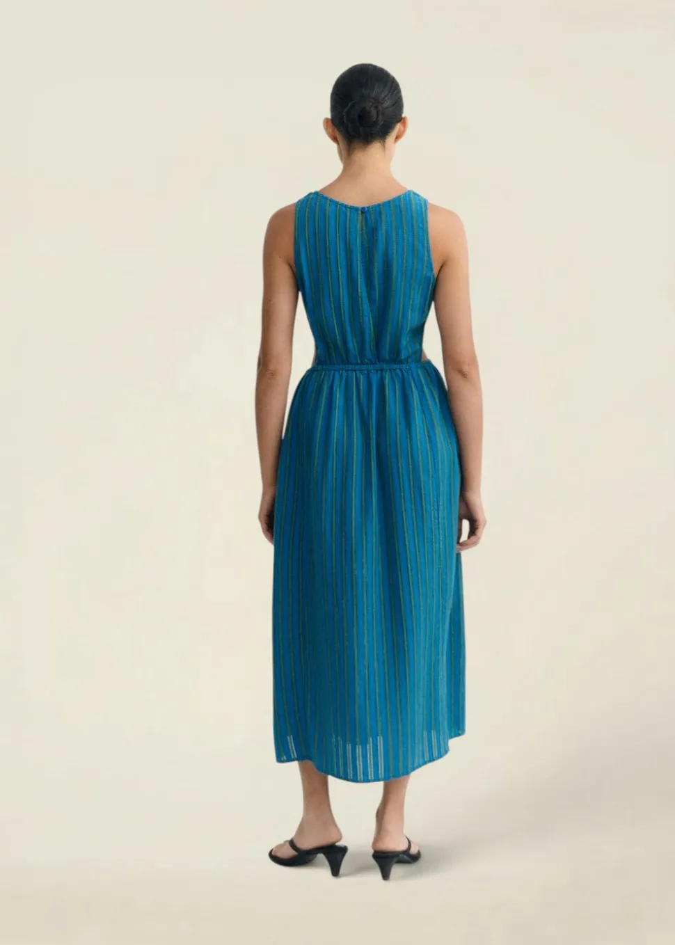 Robe en coton bio | bleu vert rayé "windsor stripes kin dress"