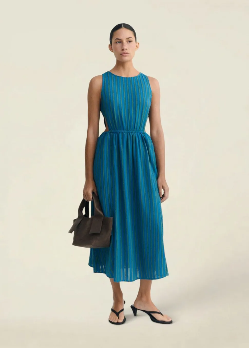 Robe en coton bio | bleu vert rayé "windsor stripes kin dress"
