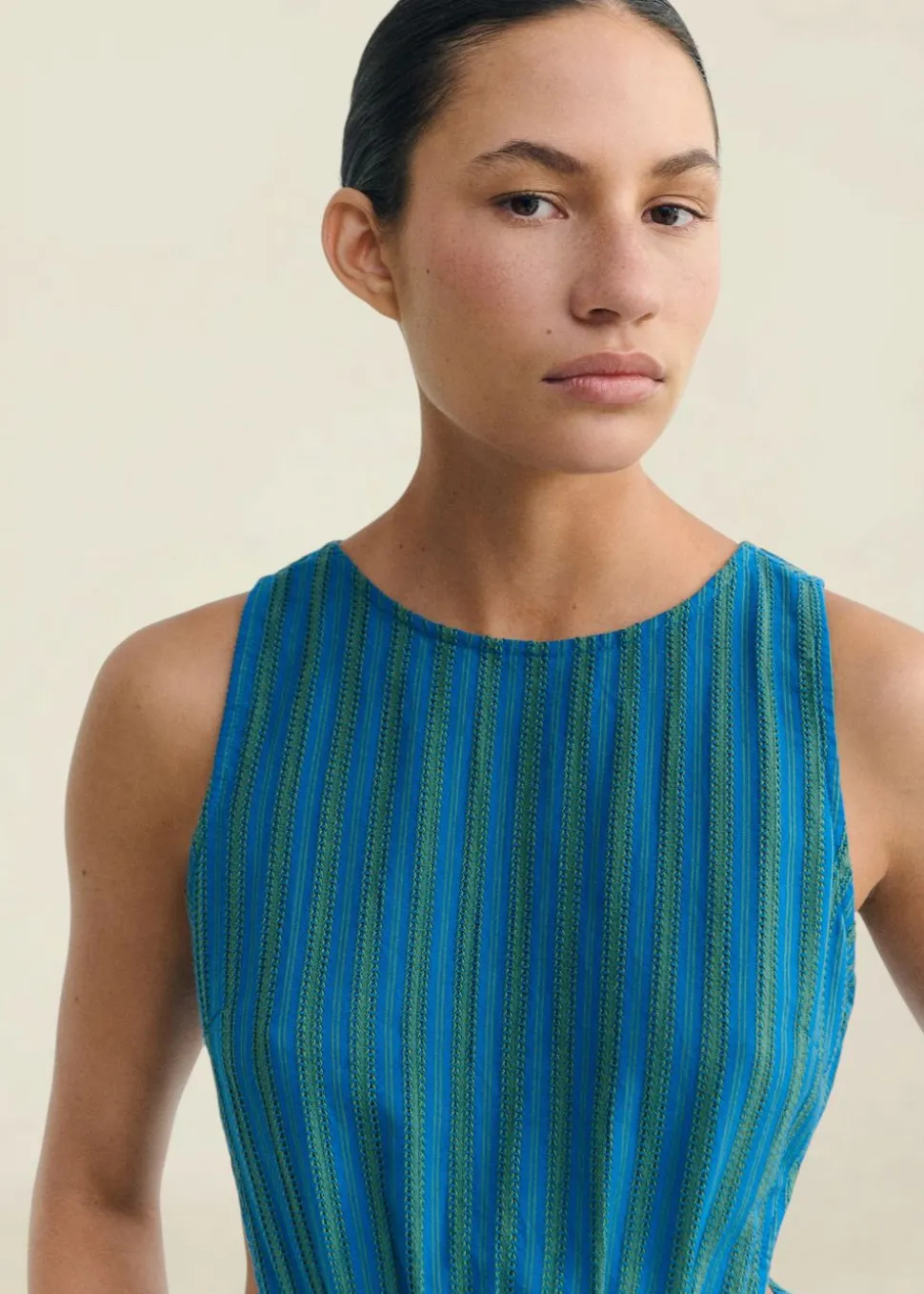 Robe en coton bio | bleu vert rayé "windsor stripes kin dress"