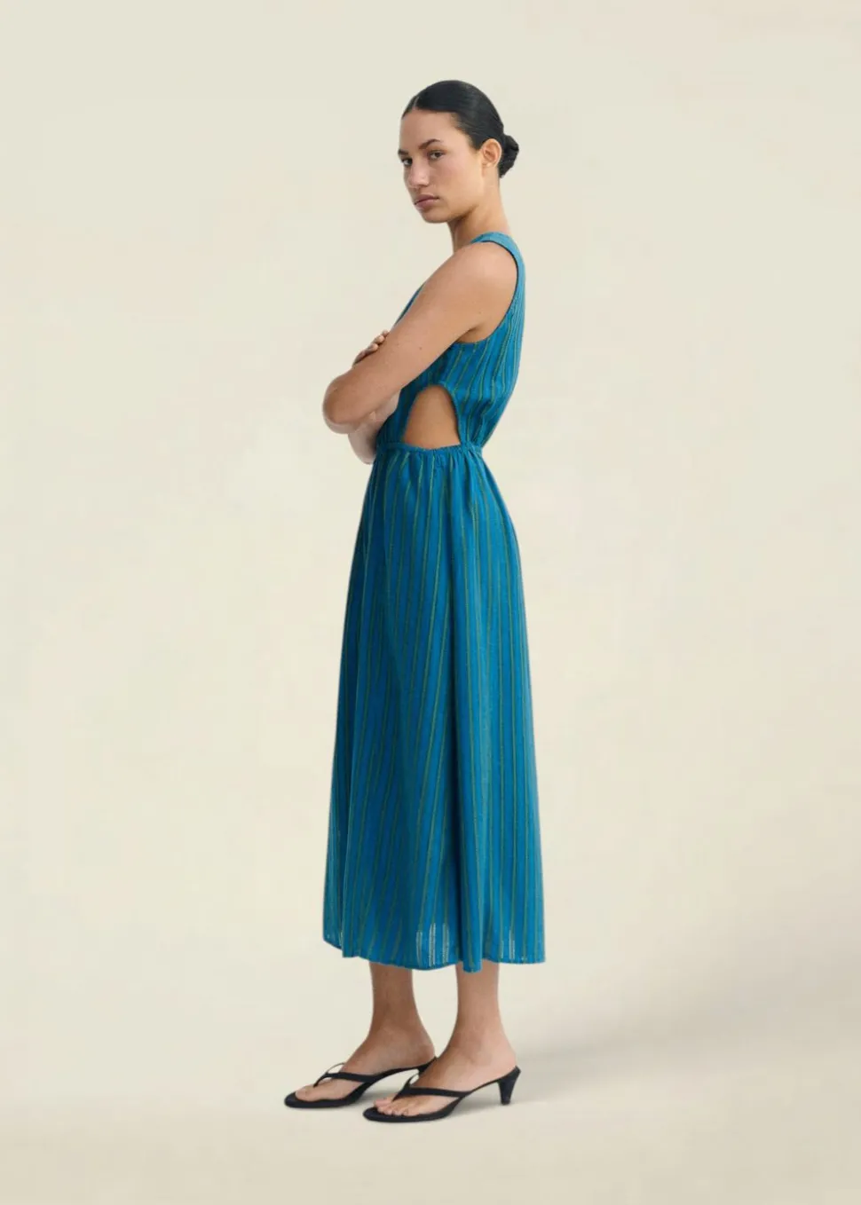 Robe en coton bio | bleu vert rayé "windsor stripes kin dress"