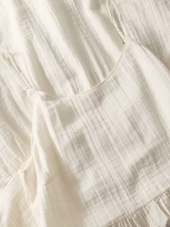 Robe en coton bio | écru "double layer slope strap dress - egret"