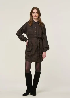 Robe en coton bio et ecovero | marron "izua - kintsugi"