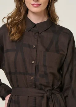 Robe en coton bio et ecovero | marron "izua - kintsugi"