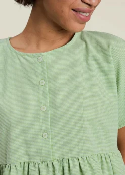 Robe en coton bio et matières recyclées | vert "checks oversize shorts dress green"