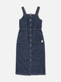 Robe en coton biologique | bleu "mona denim dress 40s redcast - dark blue"