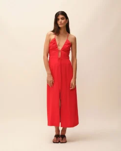 Robe en ecovero | rouge 
