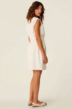 Robe en lin et coton bio vestido maddi - ivory