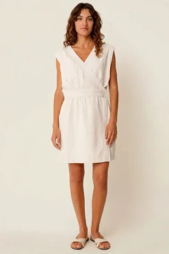 Robe en lin et coton bio vestido maddi - ivory