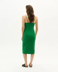 Robe fendue verte en coton bio - clover green mia dress