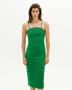 Robe fendue verte en coton bio - clover green mia dress