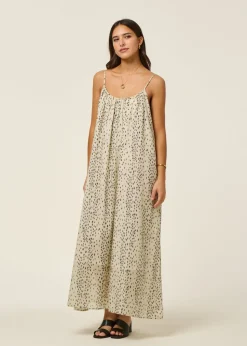 Robe longue ample en coton bio | écru