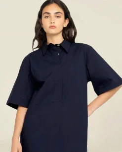 Robe longue en coton bio | marine 