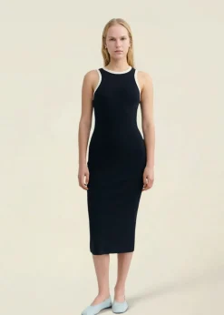 Robe longue en coton bio | marine 