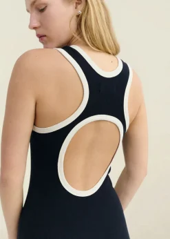 Robe longue en coton bio | marine 