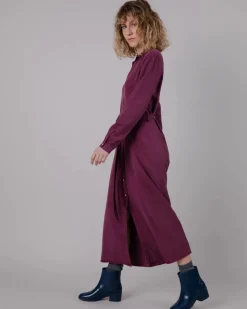 Robe longue en ecovero | prune "gina vneck long sleeve dress"