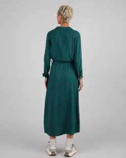 Robe longue en tencel | imprimé vert 