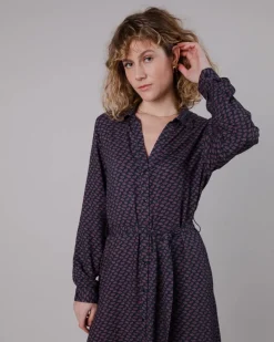 Robe longue à motifs en ecovero | multicolore 