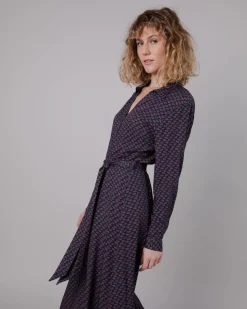 Robe longue à motifs en ecovero | multicolore 
