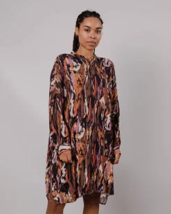 Robe manches longues à motif en ecovero | mulicolore 