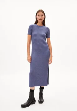 Robe midi en maille de coton bio et recyclé | violet 
