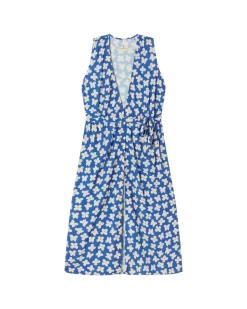 Robe midi à motifs en ecovero | bleu "small butterfly amapola dress"