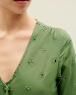Robe à motifs en coton bio | vert "cactus shiffli camelia dress"
