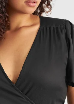 Robe portefeuille en tencel | noir 