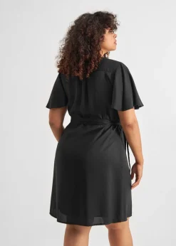 Robe portefeuille en tencel | noir 