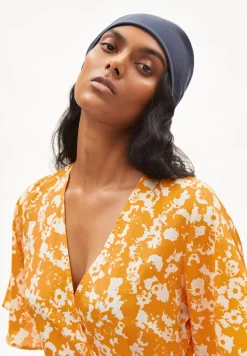 Robe portefeuille orange à motifs en tencel - nataale mangorange