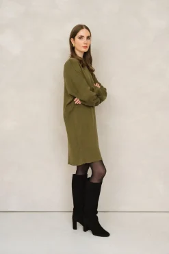 Robe pull en coton bio | olive "nuna - woody olive"