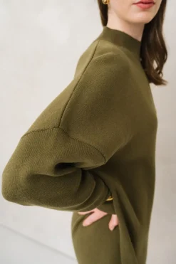 Robe pull en coton bio | olive "nuna - woody olive"