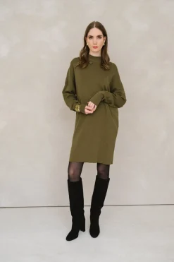 Robe pull en coton bio | olive 