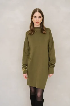 Robe pull en coton bio | olive 