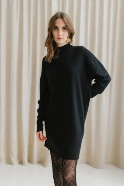 Robe pull en maille de coton bio | noir "nuna black"