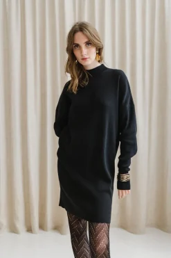 Robe pull en maille de coton bio | noir 