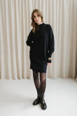 Robe pull en maille de coton bio | noir 